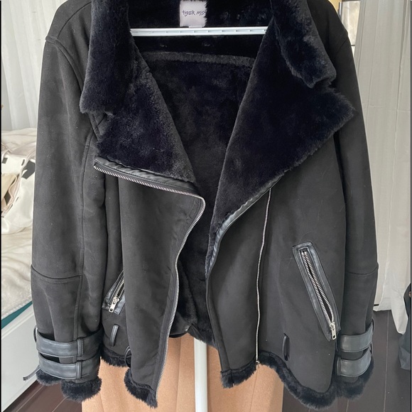 Tiger Mist Faux Suede Shearling Jacket - Picture 4 of 13